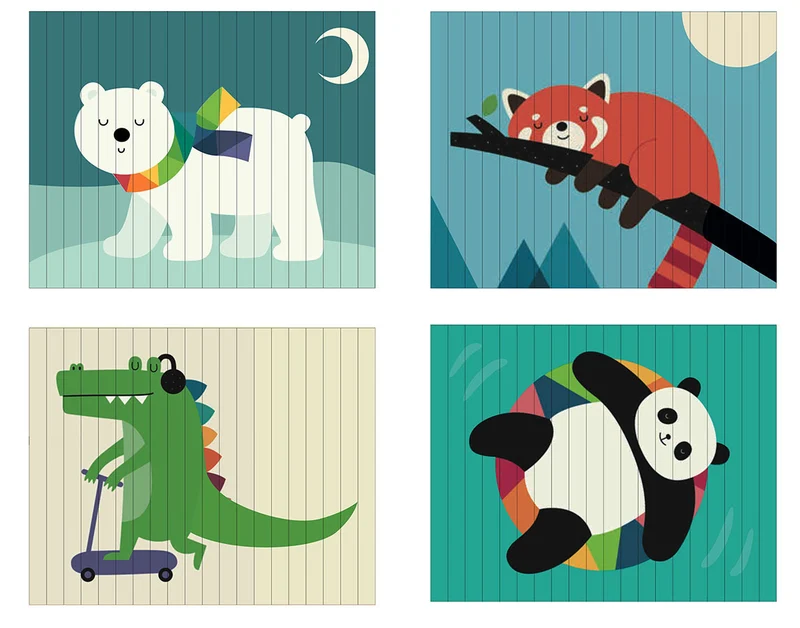Vilac - Puzzle 4 Dimensions, Les animaux - Andy Westface - 5 ans+