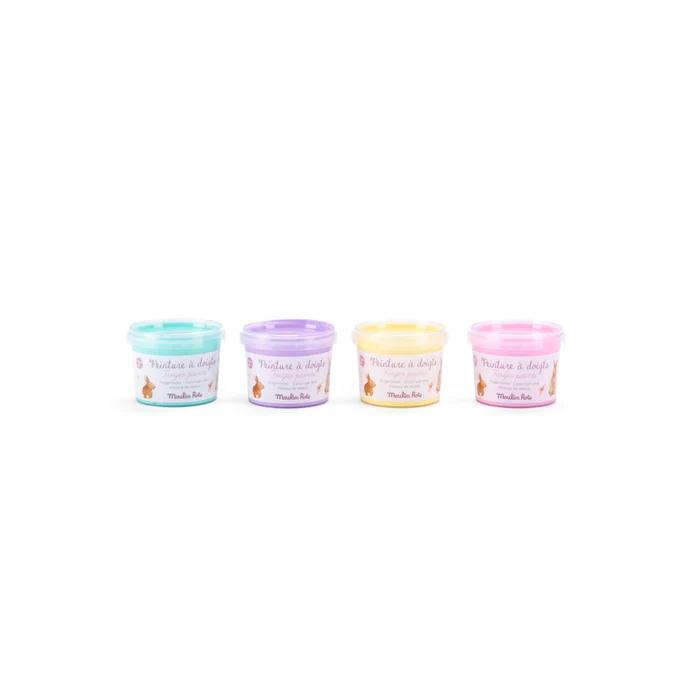 Moulin Roty - Les Rosalies - 4 pots de peinture à doigts pastel - 2 ans+