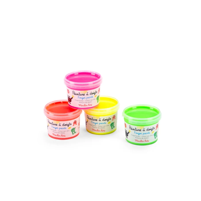 Moulin Roty - les Schmouks - 4 pots de peinture à doigts fluo - 2 ans+