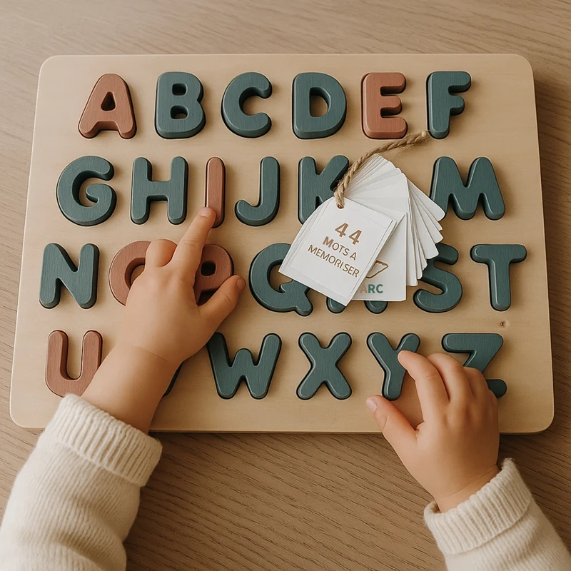 2 en 1 ABC Puzzle de Lettres Alphabet en bois à encastrer et Jeu de mémoire des mots