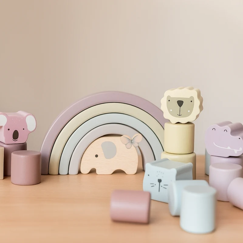 Mon Arc-en-ciel en bois Montessori - Jeux à empiler bébé et enfant