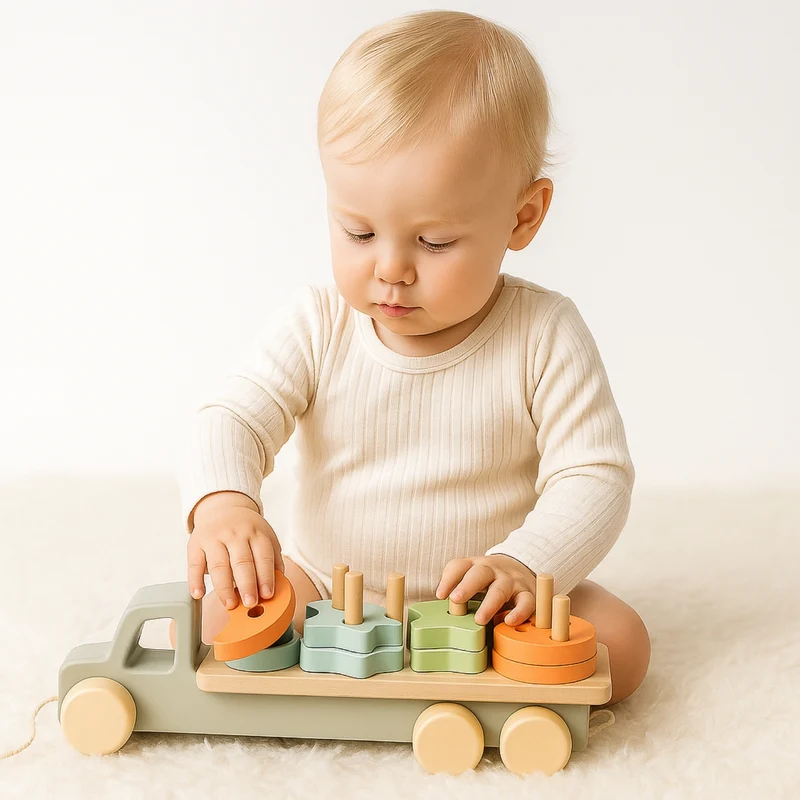 Jeux Montessori 12 18 mois - Jouet à tirer en bois - Camion et Formes à Trier