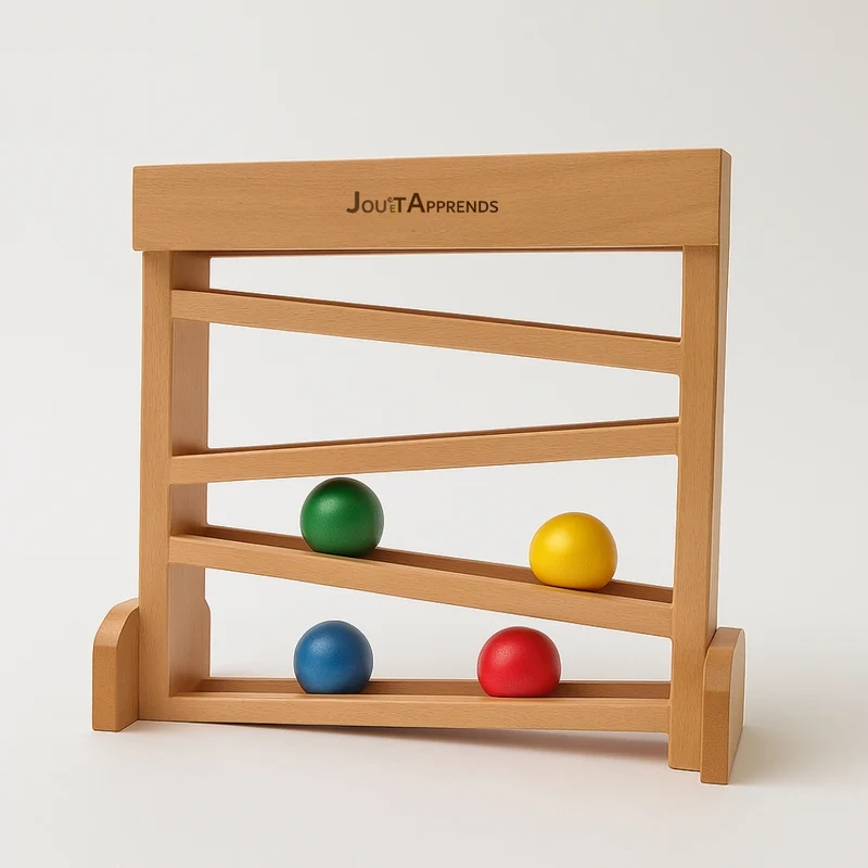 Circuit de Billes en Bois Montessori (9-24 mois) - Éveil Sensoriel et Motricité Fine - Jouet Bébé Naturel