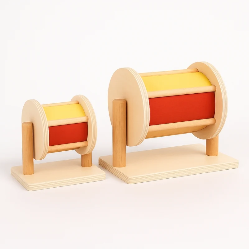 Tambour rotatif - Eveil sensoriel pour bébé - avec Miroir intégré -Jeux Montessori 6 mois jusqu'à 2 ans
