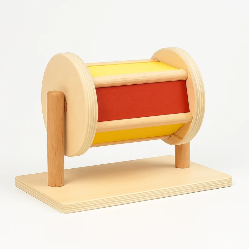 Tambour rotatif - Eveil sensoriel pour bébé - avec Miroir intégré -Jeux Montessori 6 mois jusqu'à 2 ans