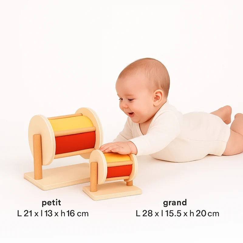 Tambour rotatif - Eveil sensoriel pour bébé - avec Miroir intégré -Jeux Montessori 6 mois jusqu'à 2 ans