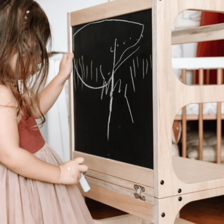 Tour Montessori 3‑en‑1 en bois – Observation, Bureau & Tableau | Le Petit Montessori