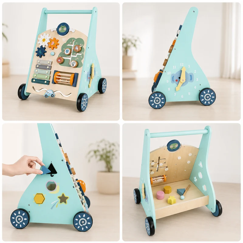 Montessori Lauflernwagen aus Holz – Motorikspielzeug für erste Schritte