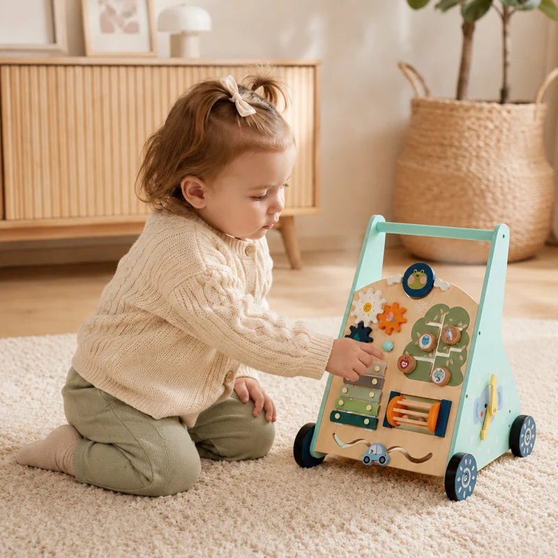 Montessori Lauflernwagen aus Holz – Motorikspielzeug für erste Schritte
