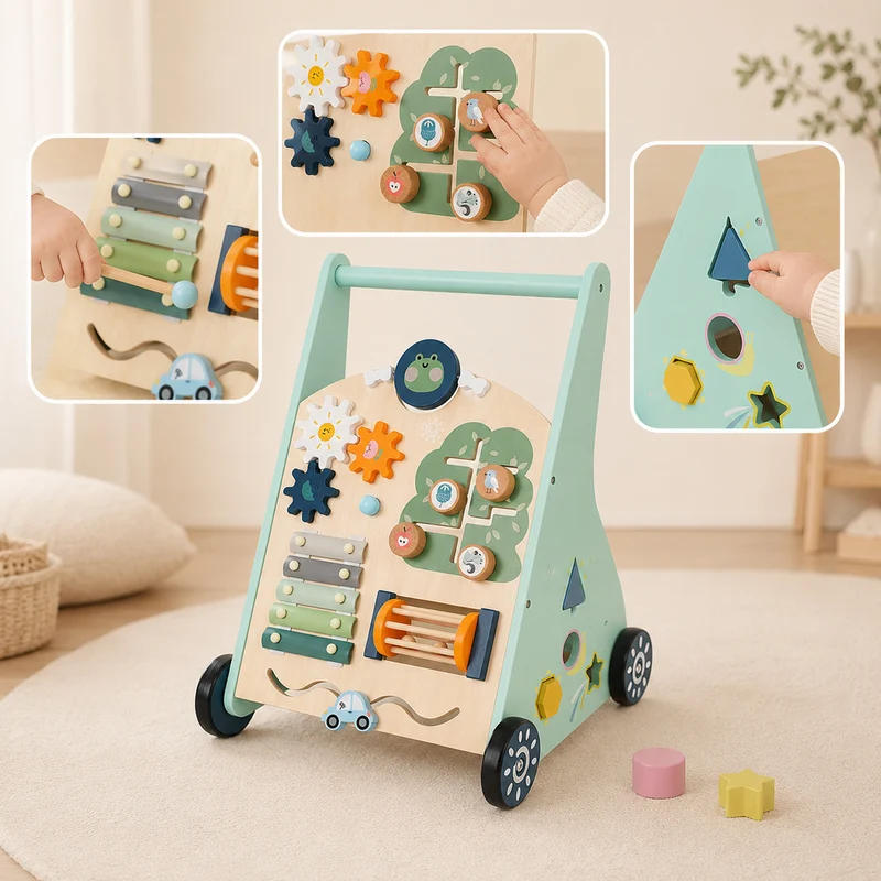 Montessori Lauflernwagen aus Holz – Motorikspielzeug für erste Schritte