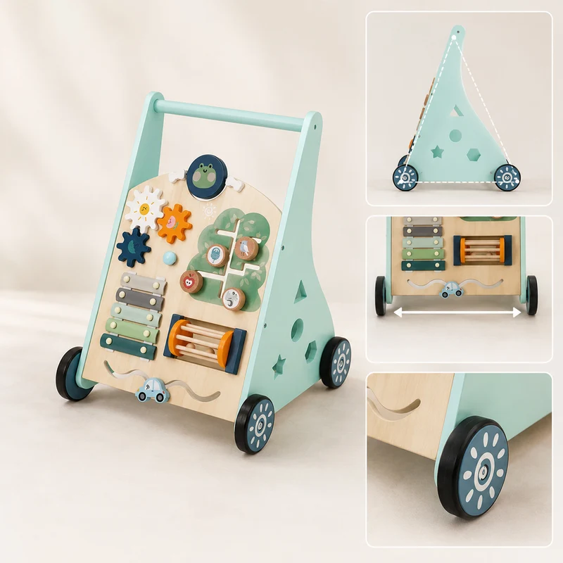 Montessori Lauflernwagen aus Holz – Motorikspielzeug für erste Schritte
