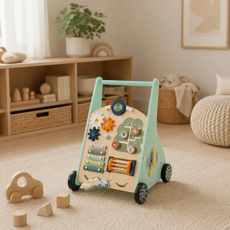 Montessori Lauflernwagen aus Holz – Motorikspielzeug für erste Schritte
