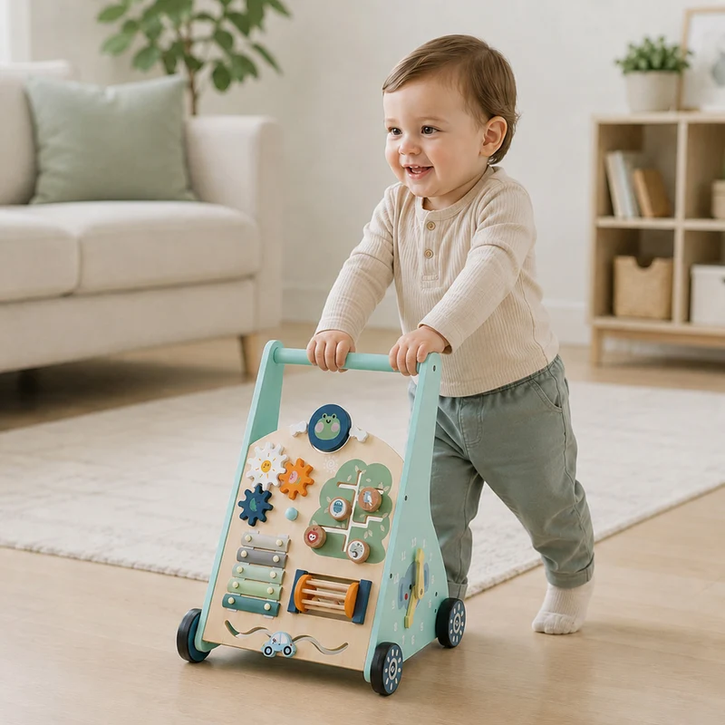 Montessori Lauflernwagen aus Holz – Motorikspielzeug für erste Schritte