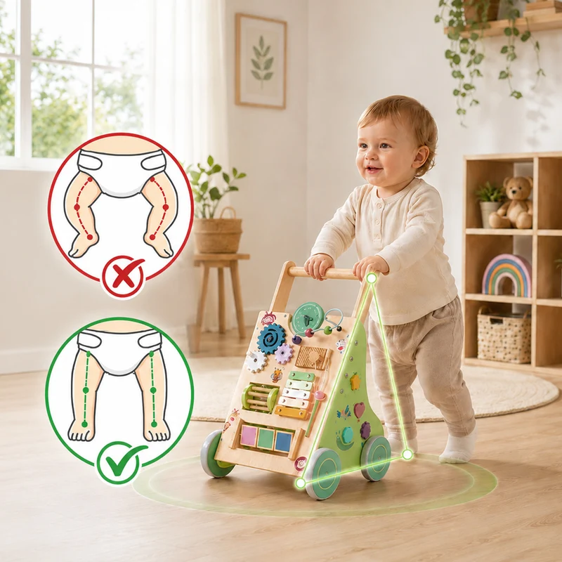 Montessori Lauflernwagen aus Holz – 10-in-1 Motorikwagen