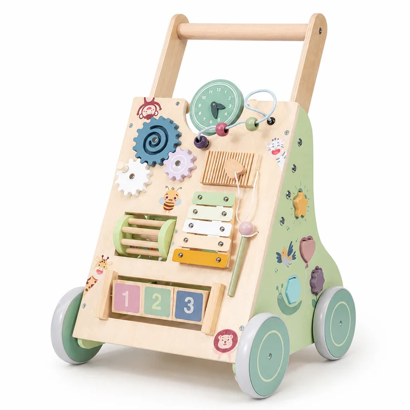 Montessori Lauflernwagen aus Holz – 10-in-1 Motorikwagen