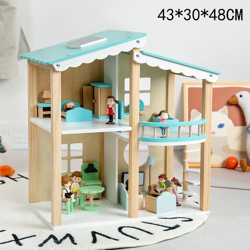 Puppenhaus Rosa 3 Etagen – Spielhaus mit Möbeln für Kinder
