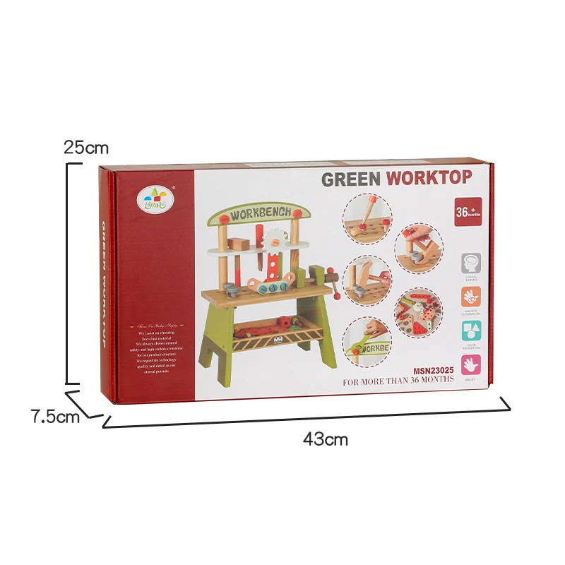 Kinder Werkbank Holz – Schraubspielzeug & Baukasten Werkzeugtisch (Einsteiger)