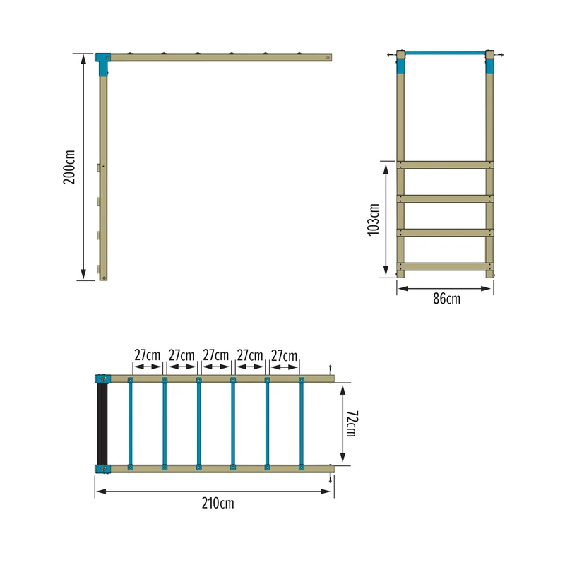 Barre pont de singe pour aire de jeux SKYWOOD bois FSC®
