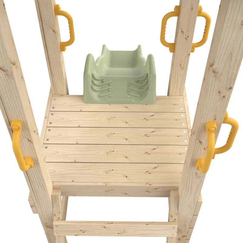 Aire de jeux 2 balançoires, toboggan et mur d'escalade - H240 cm - bois FSC® - PLAQUEMINIER