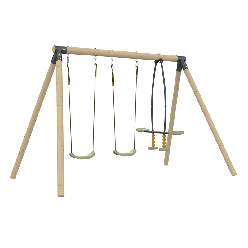 Portique 2 balançoires et vis-à-vis - bois PEFC™ - H190 cm - ANÉMONE
