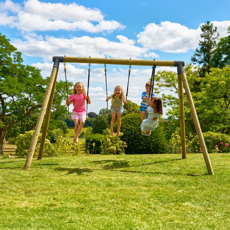 Portique 2 balançoires et vis-à-vis - bois PEFC™ - H190 cm - ANÉMONE