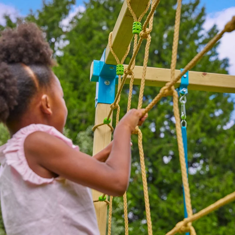 AIre de jeux XXL 3 tours et 2 ponts suspendus - bois FSC® - KUMQUAT SKYWOOD