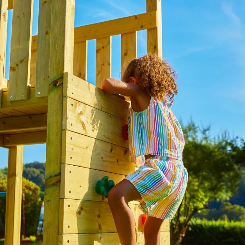 AIre de jeux XXL 3 tours et 2 ponts suspendus - bois FSC® - KUMQUAT SKYWOOD
