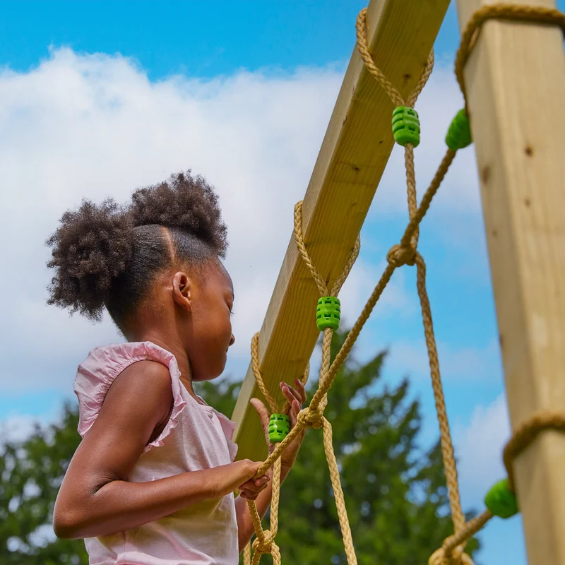 AIre de jeux XXL pont de singe, filet à grimper et toboggan - bois FSC® - PISTACHIER SKYWOOD
