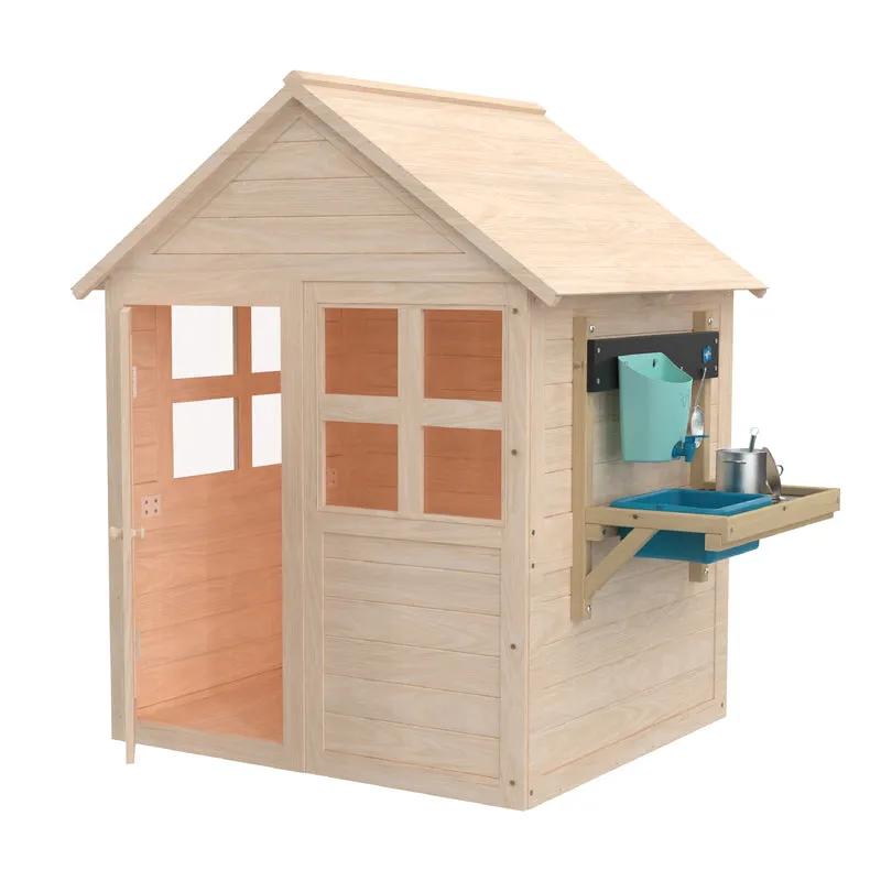 Cabane enfant avec plancher et cuisine - bois FSC® - BOUTON D'OR