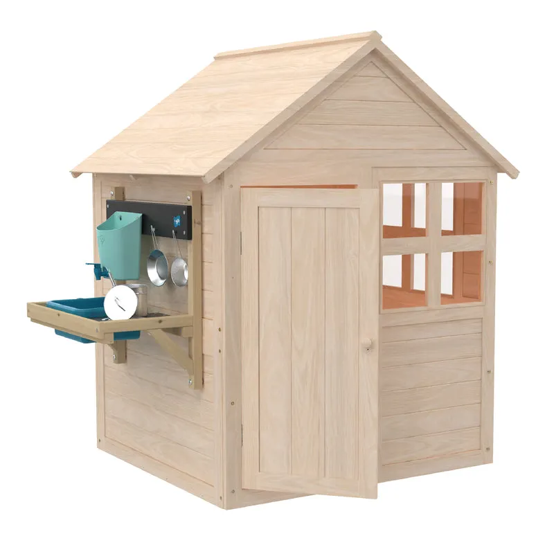 Cabane enfant avec plancher et cuisine - bois FSC® - BOUTON D'OR