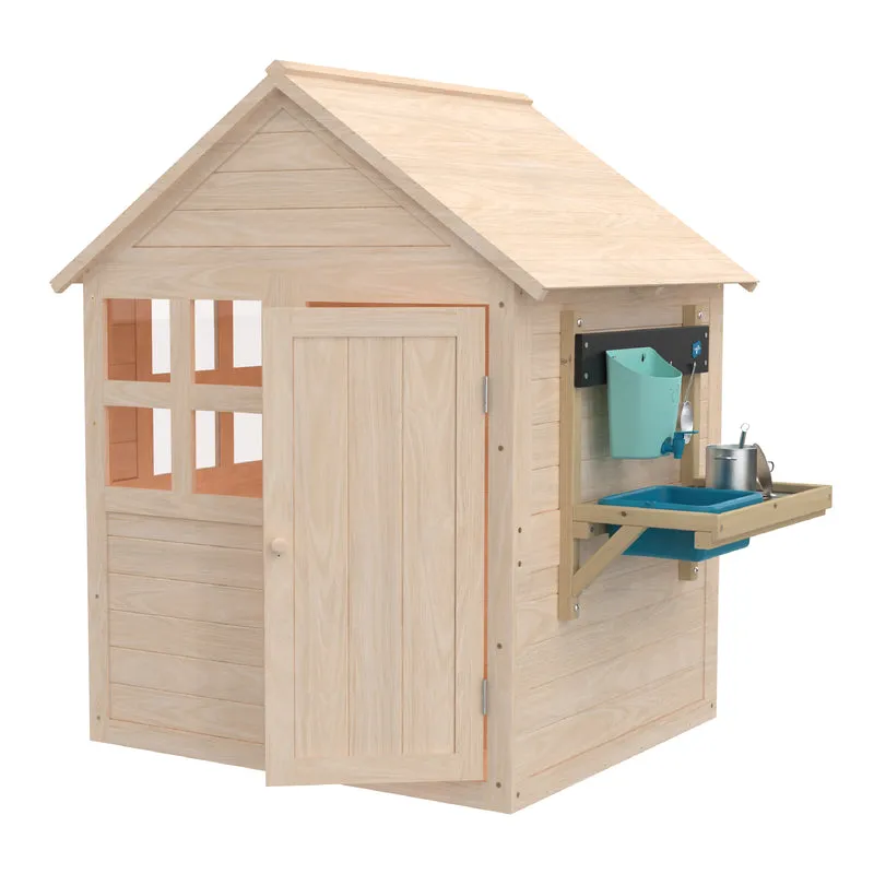 Cabane enfant avec plancher et cuisine - bois FSC® - BOUTON D'OR