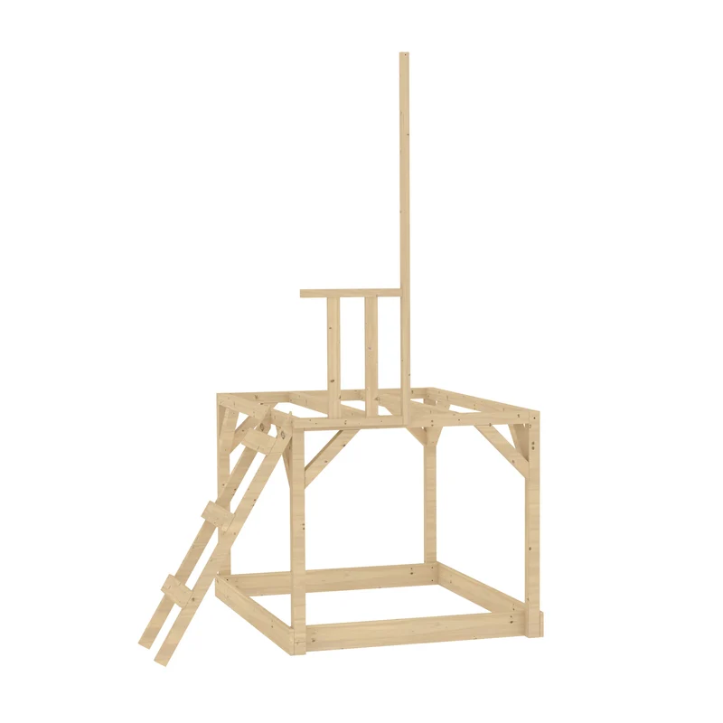 Plateforme pilotis avec balcon naturel en bois FSC® pour cabane enfant modulable