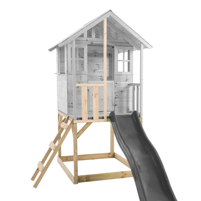 Plateforme pilotis avec balcon naturel en bois FSC® pour cabane enfant modulable