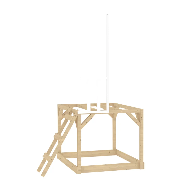 Plateforme pilotis avec balcon blanc en bois FSC® pour cabane enfant modulable