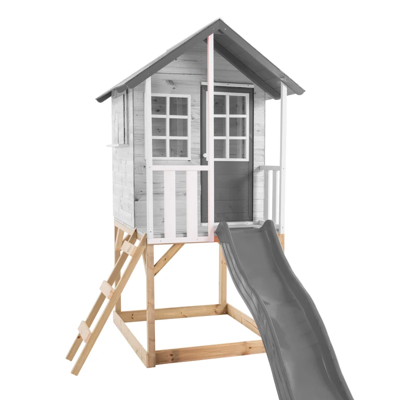 Plateforme pilotis avec balcon blanc en bois FSC® pour cabane enfant modulable