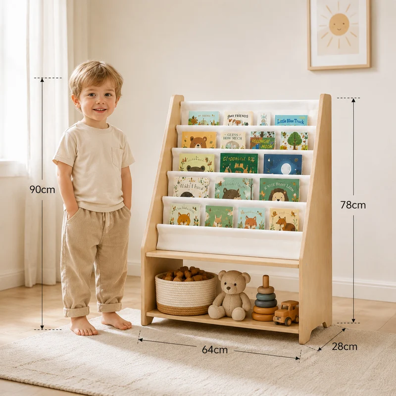 Montessori Bücherregal für Kinder aus Holz
