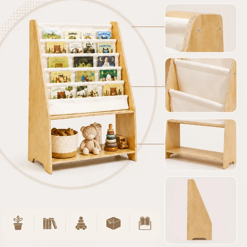 Montessori Bücherregal für Kinder aus Holz