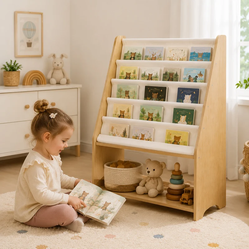Montessori Bücherregal für Kinder aus Holz