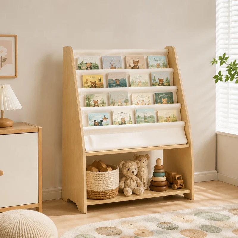 Montessori Bücherregal für Kinder aus Holz