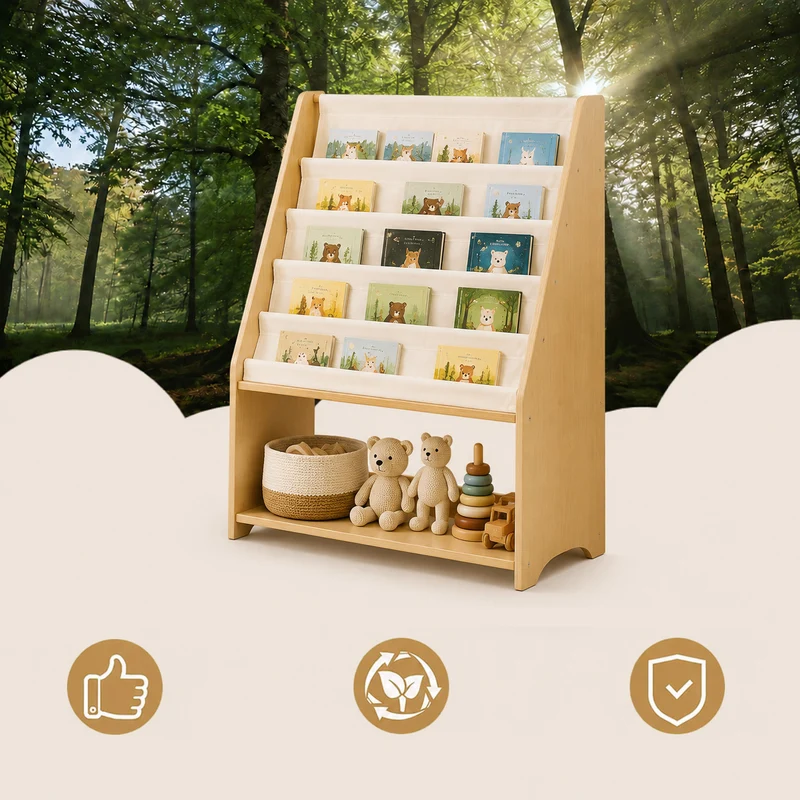 Montessori Bücherregal für Kinder aus Holz