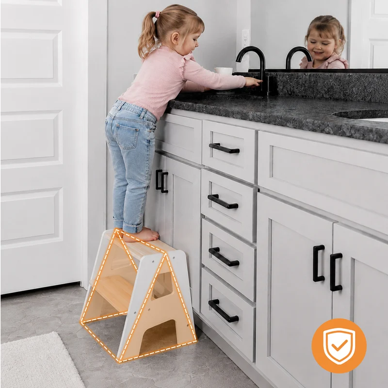 Montessori Step Stool aus Holz – Kinder Tritthocker mit 2 Stufen