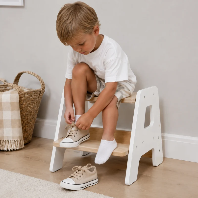 Montessori Step Stool aus Holz – Kinder Tritthocker mit 2 Stufen