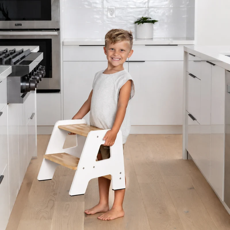 Montessori Step Stool aus Holz – Kinder Tritthocker mit 2 Stufen