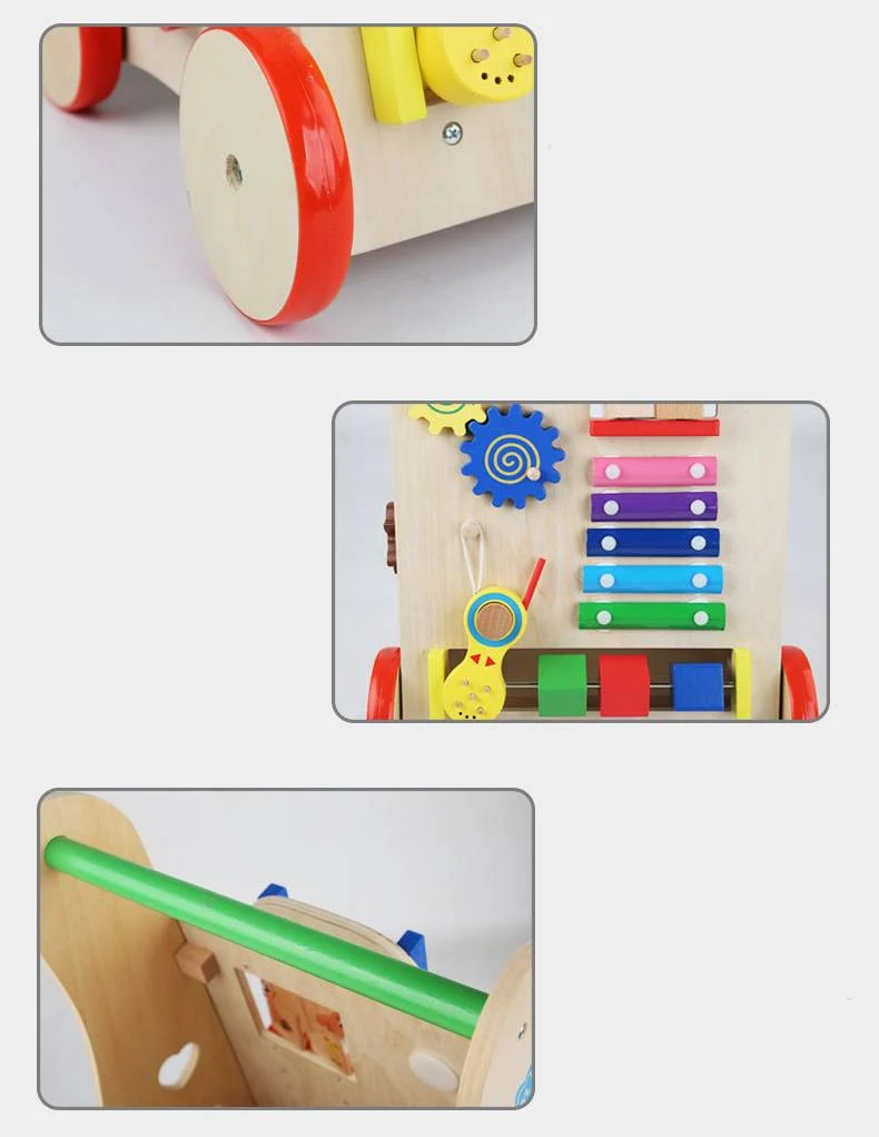Montessori Holz Aktivitätswagen – 8-in-1 Lernspielzeug mit Musik