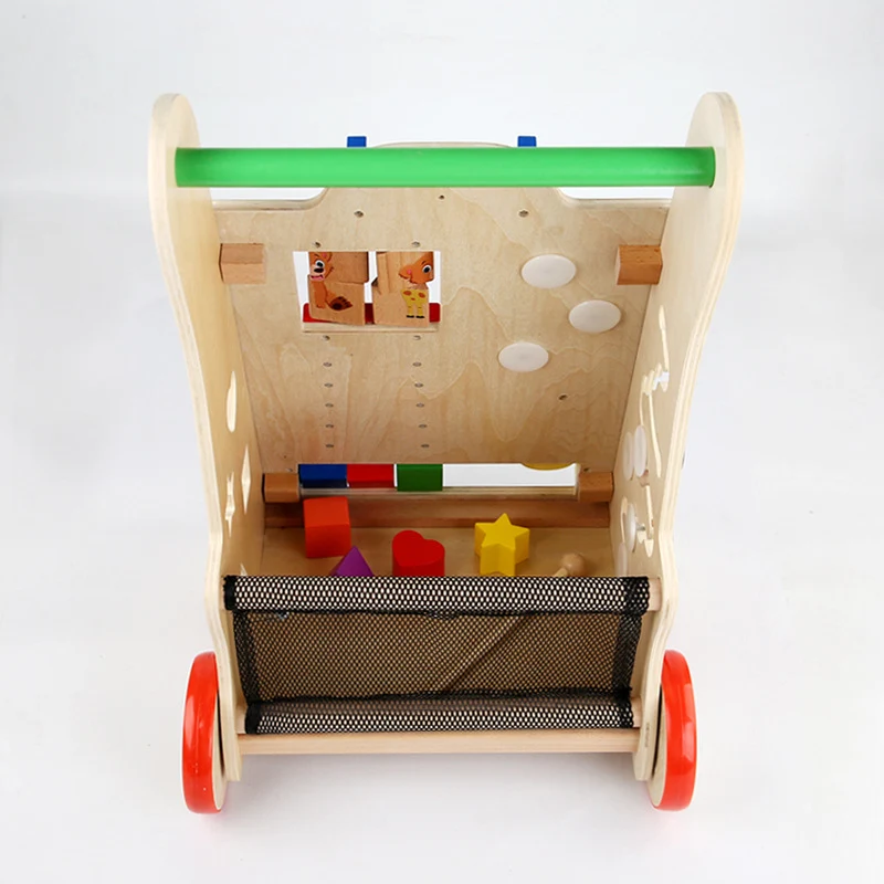 Montessori Holz Aktivitätswagen – 8-in-1 Lernspielzeug mit Musik