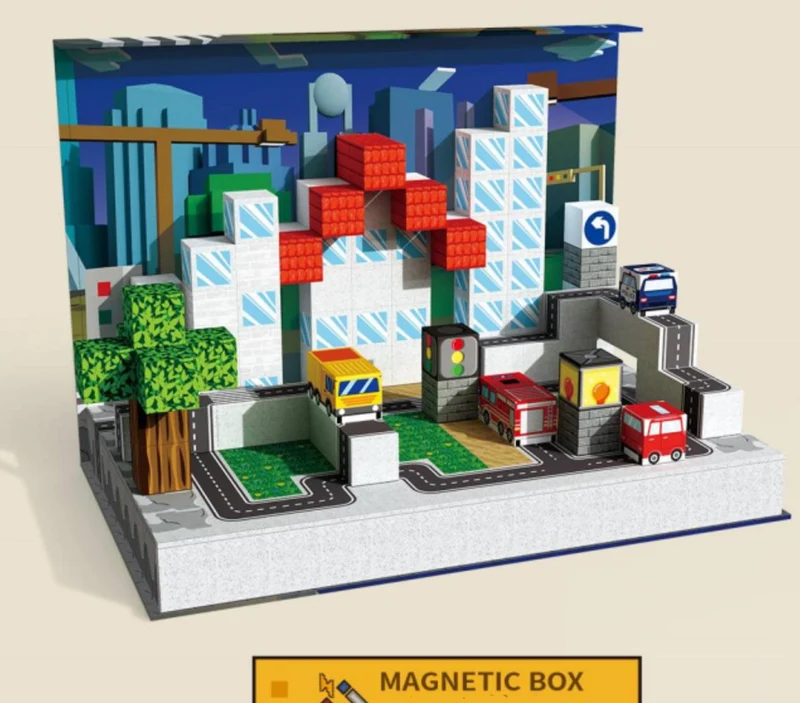 Magnetbausteine Stadtverkehr 2 cm – Straßen & Autos