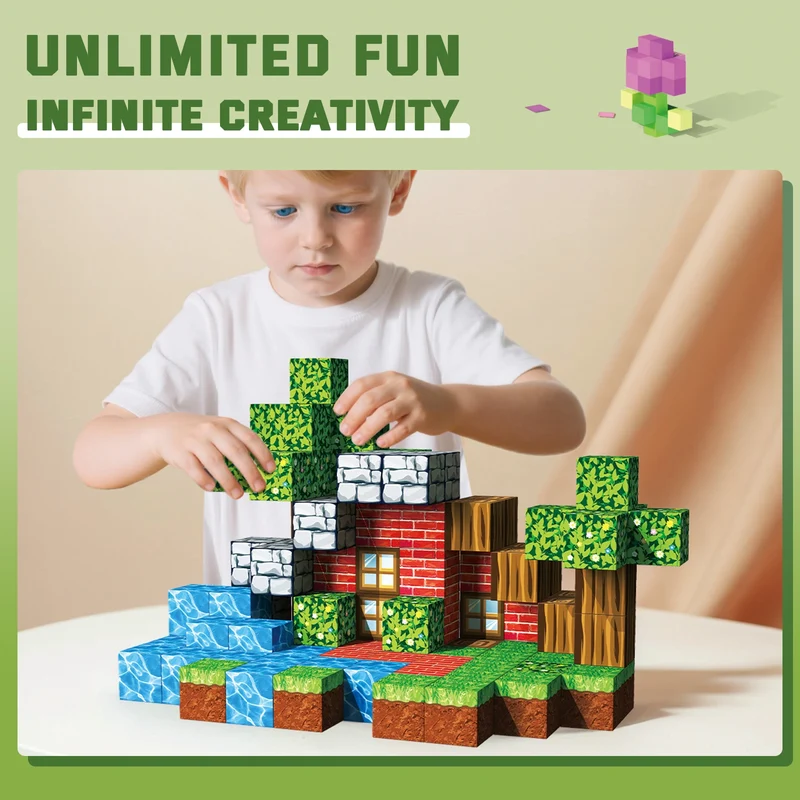 Magnetbausteine Pixel-Welt 2 cm – Kreatives 3D-Bauset für Kinder