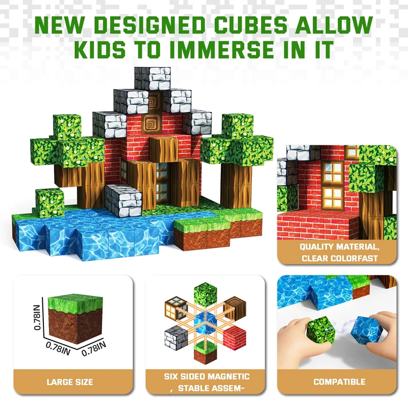 Magnetbausteine Pixel-Welt 2 cm – Kreatives 3D-Bauset für Kinder