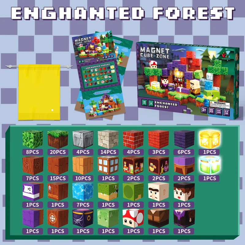 Montessori Magnetbausteine – Verzauberter Wald Edition