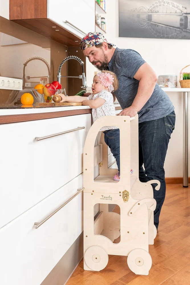 Montessori Lernturm Trolley – 3-in-1 Küchenhelfer für Kinder